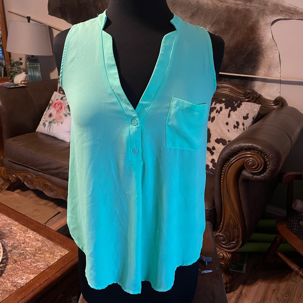 Lush sheer turquoise tank blouse